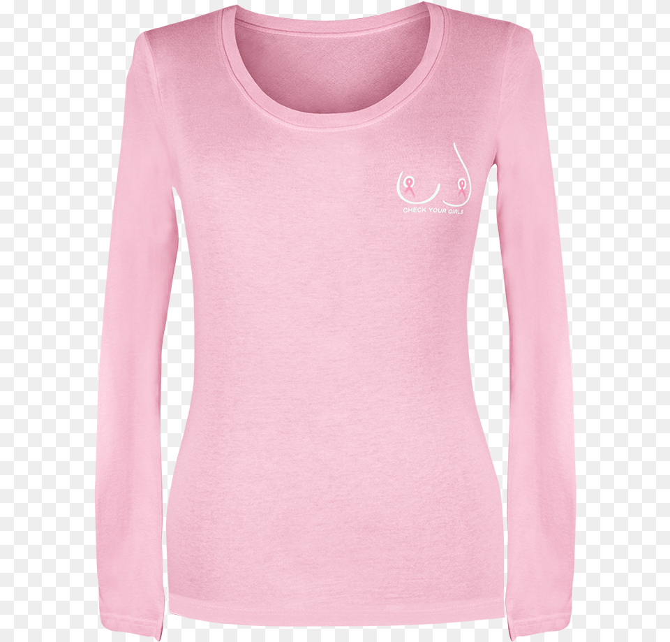 Pink Long Sleeve Front Pink Long Sleeve Shirt For Girls, Clothing, Long Sleeve, T-shirt Png