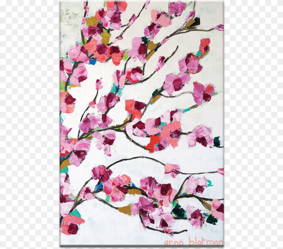 Pink Magnolia Artist Lane Pink Magnolia By Anna Blatman Framed Painting, Flower, Plant, Petal, Cherry Blossom Free Png Download