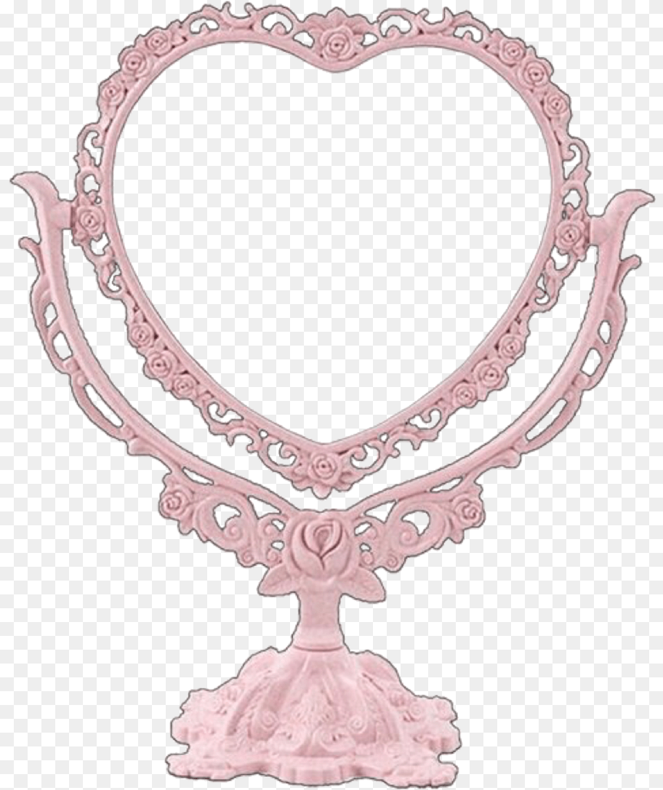 Pink Mirror Antique Old Overlay Edit Tumblr Cute Aesthe Pink Mirror, Accessories, Jewelry, Necklace Free Png