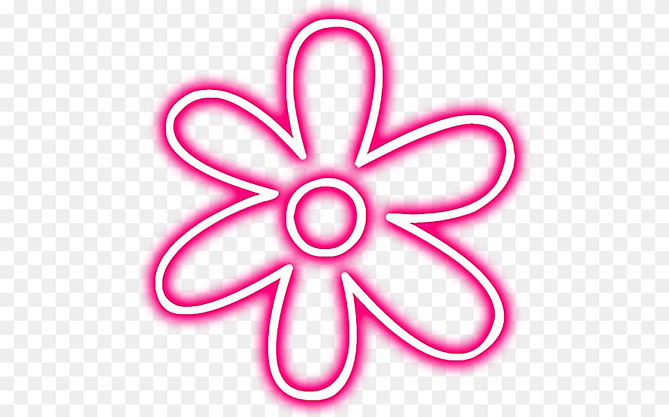 Pink Neon Glowing Snapchat Flower, Light, Cross, Symbol Png Image