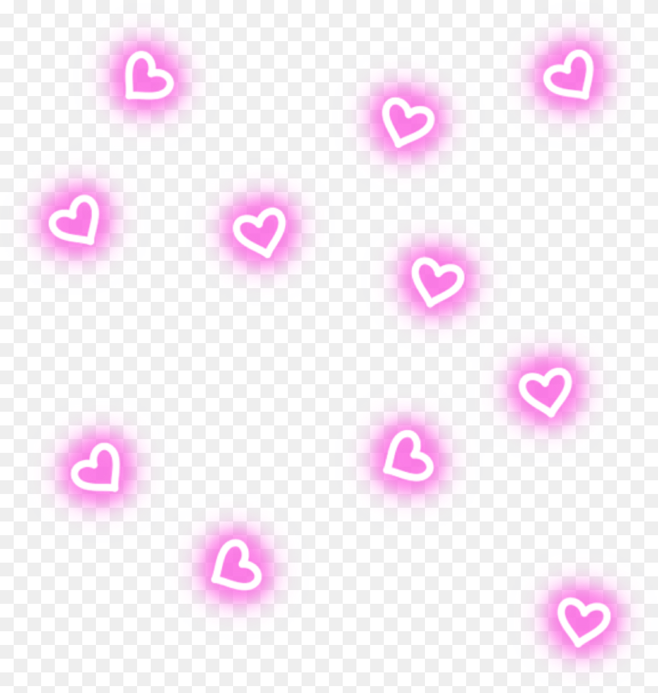Pink Neon Lights Clipart Aesthetic Hearts, Number, Symbol, Text, Purple Free Transparent Png
