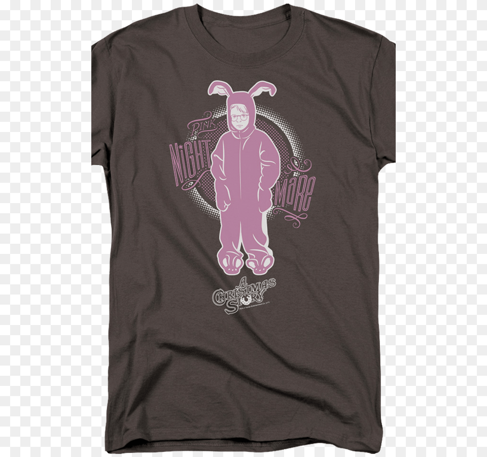 Pink Nightmare Bunny Suit Christmas Story T Shirt Cartoon, Clothing, T-shirt, Baby, Person Png