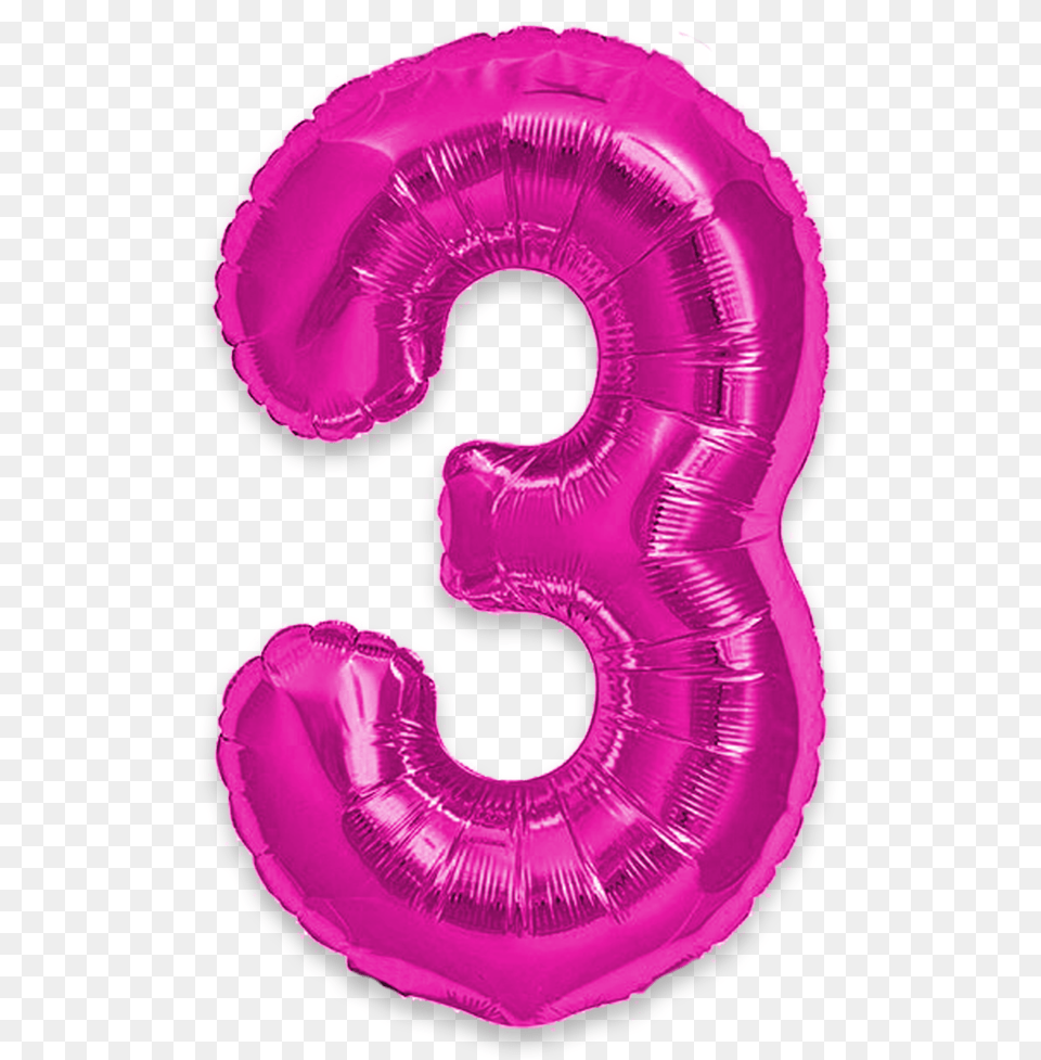 Pink Number 3 Balloon Pink, Purple, Symbol, Text Png