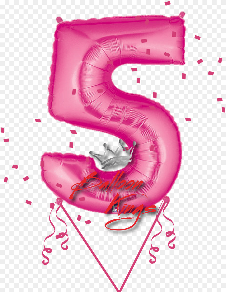 Pink Number Number 5 Art Balloon, Symbol, Text, Purple Png