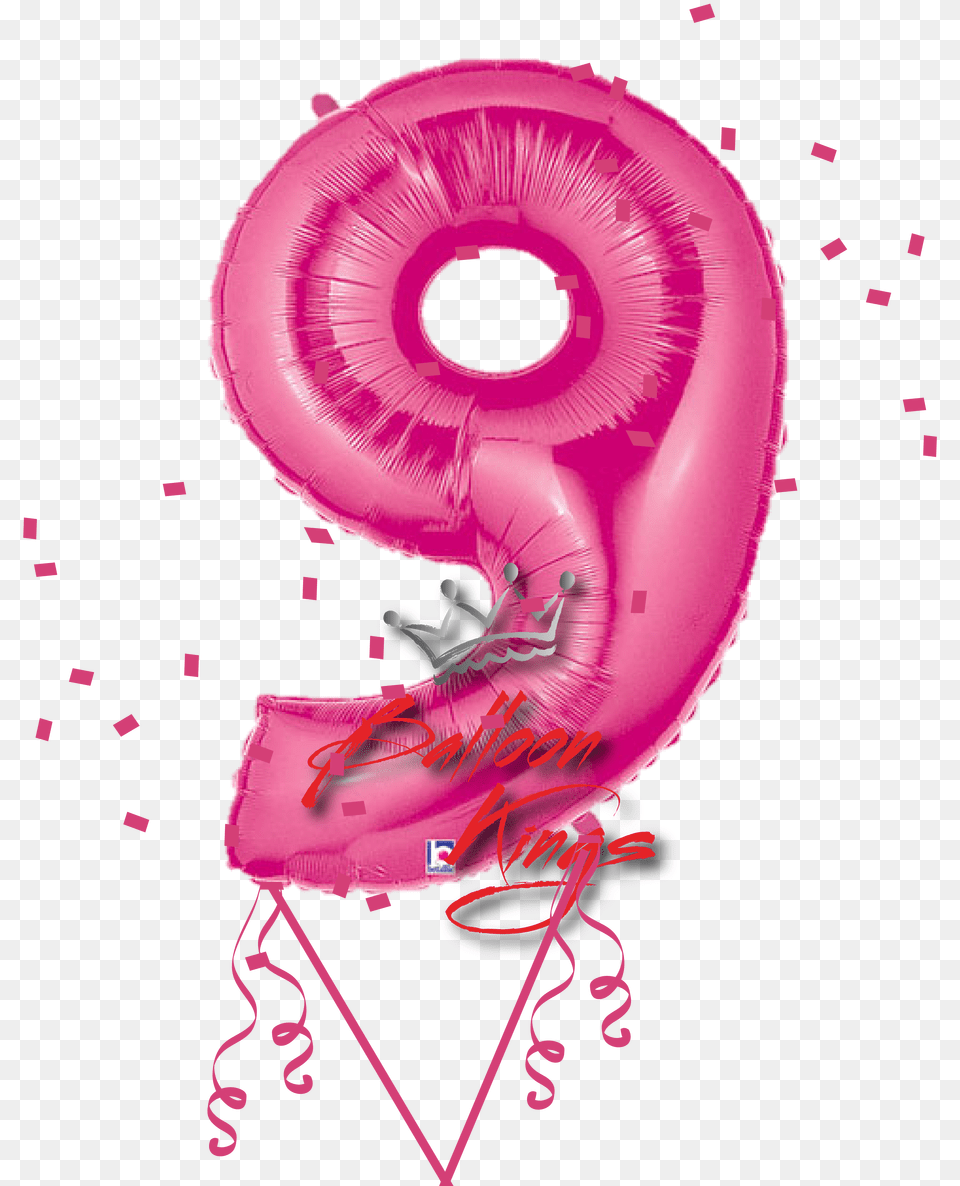 Pink Number Number 9 Balloon, Symbol, Text Free Png