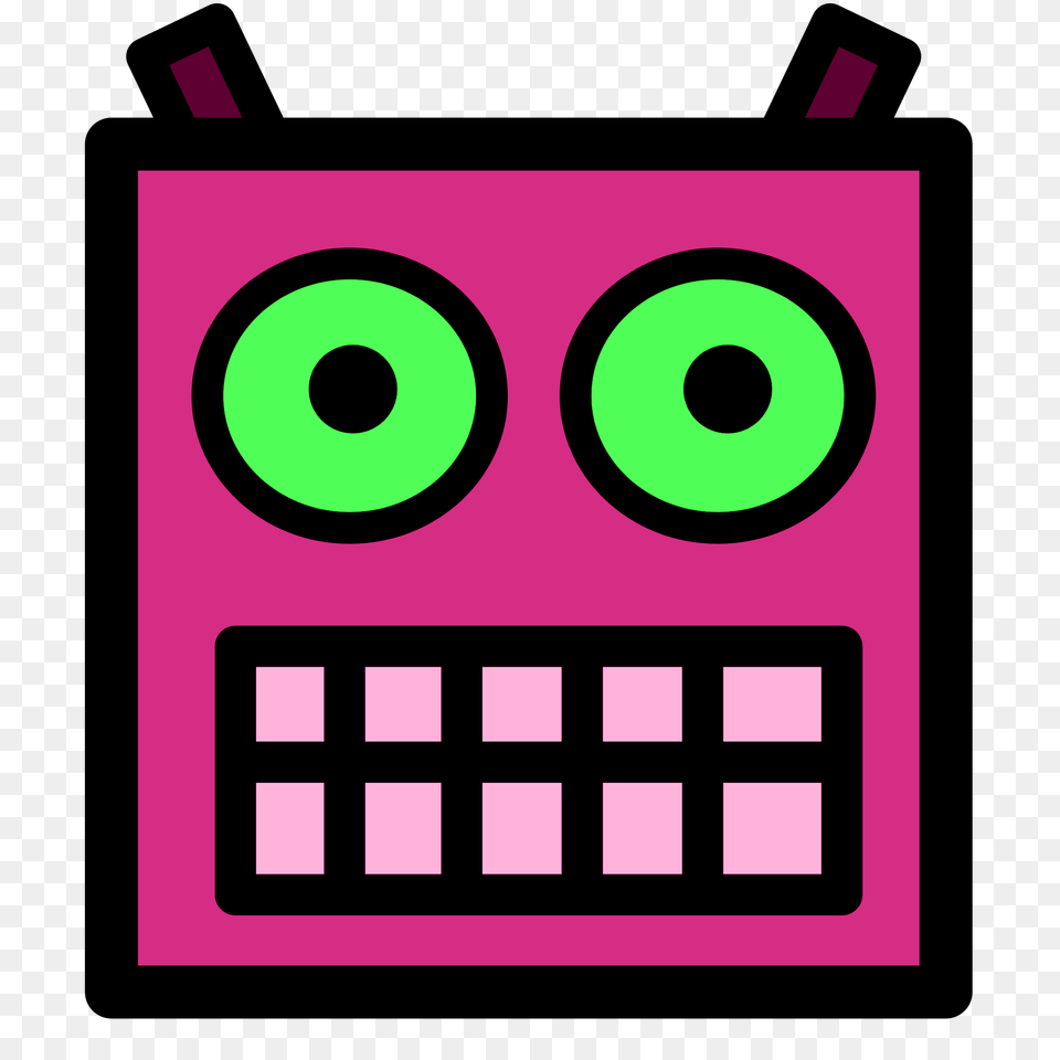 Pink Or Plum Robot Face With Green Eyes, Electronics Free Png Download
