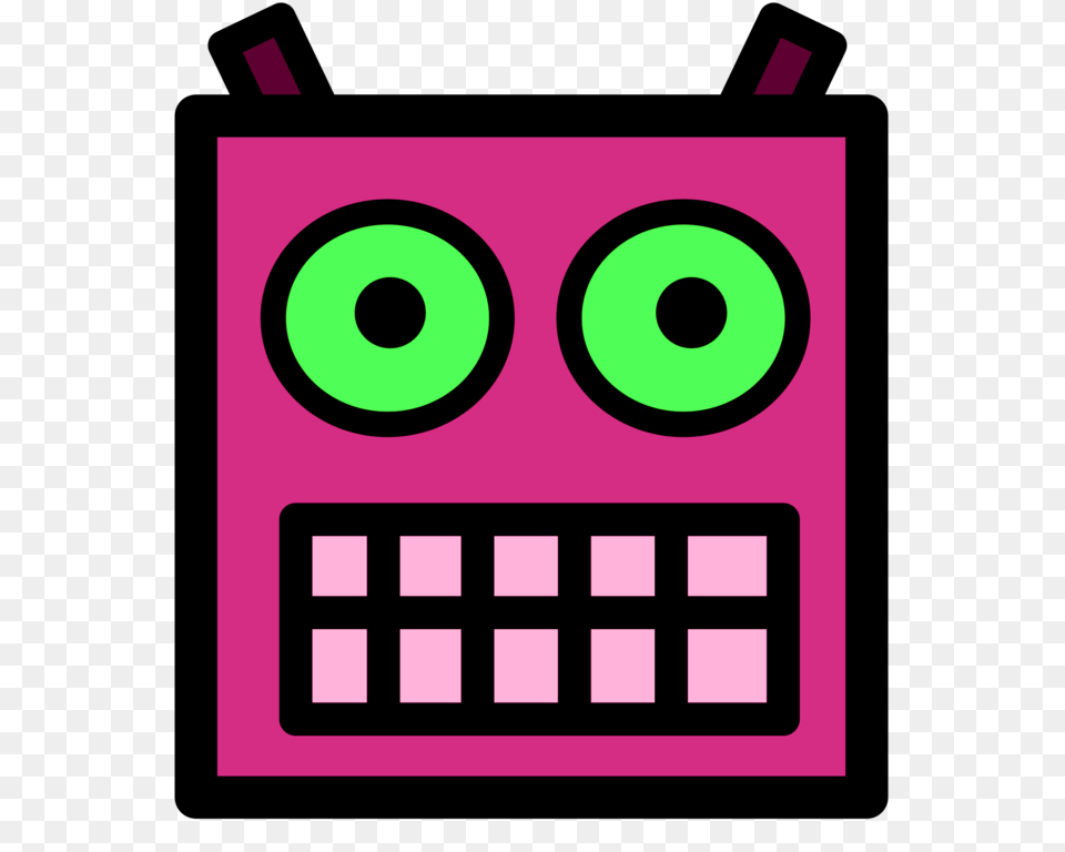 Pink Or Plum Robot Face With Green Eyes, Electronics, Disk Free Png Download