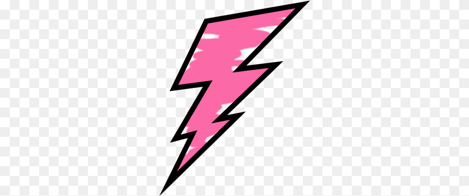 Pink Painted Lightning Bolt Clip Art Pink Painted Transparent Pink Lightning Bolt, Logo, Silhouette, Rocket, Weapon Free Png