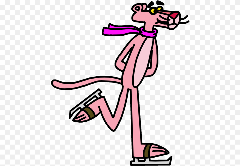 Pink Panther Doing Ice Skating By Marcospower Pink Panther On Skates, Cartoon, Person, Purple Free Png