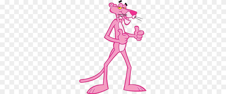 Pink Panther Hitchhiking Transparent, Cartoon, Cutlery, Fork, Person Free Png Download