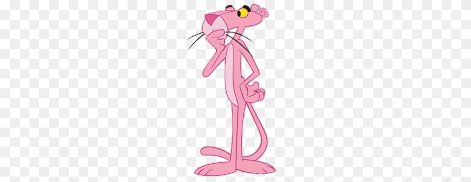 Pink Panther Thinking, Cartoon, Animal Png Image