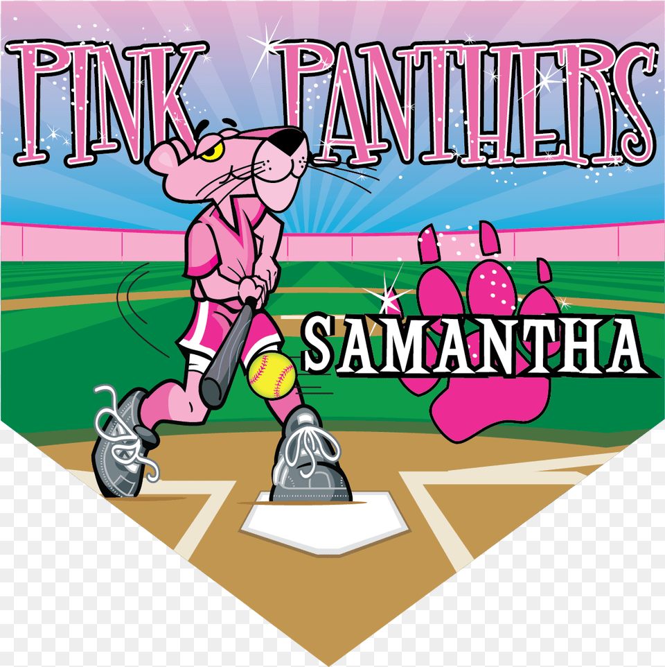 Pink Panthers Home Plate Individual Team Pennant Cartoon, Book, Comics, People, Person Png Image