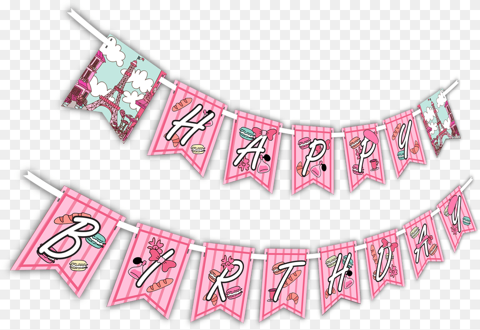 Pink Paris Happy Birthday Party Banner U2013 Birthdaygalorecom Birthday, Text, People, Person Free Transparent Png