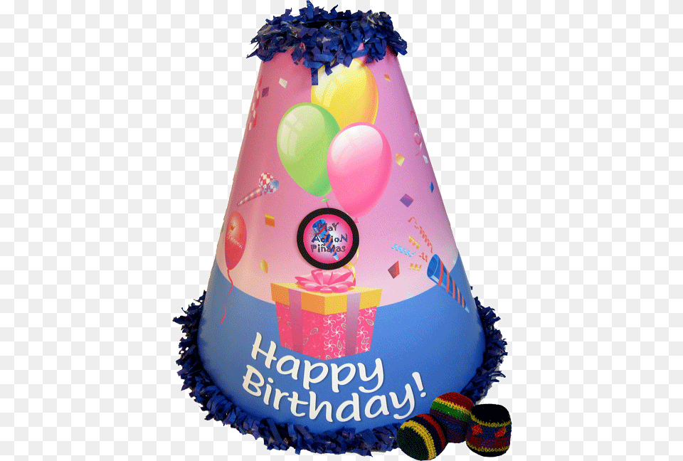 Pink Pinata Play Action Pinatas Erupting Birthday Pink Pinata, Clothing, Hat, Party Hat, Birthday Cake Png