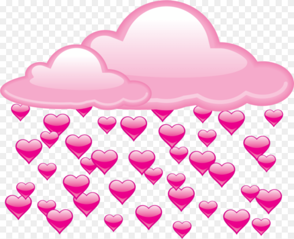 Pink Pinktheme Pinkaesthetic Aesthetic Love Cute Cloud Raining Hearts Clipart, Purple, Balloon, Heart, Cream Png