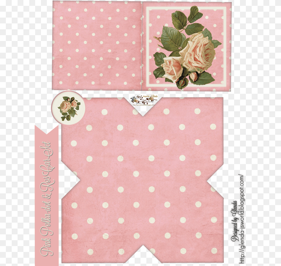 Pink Polka Dot Amp Roses Card Set Paper, Home Decor, Pattern, Flower, Plant Png Image