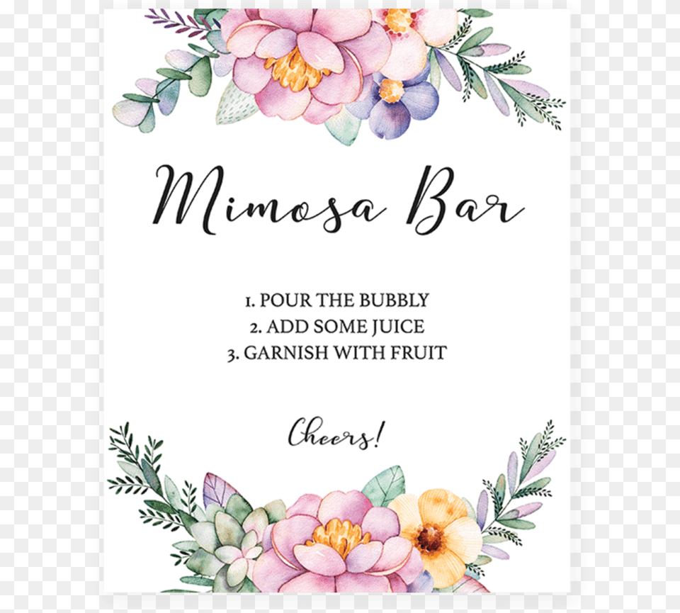 Pink Purple Flower Mimosa Bar Printable By Littlesizzle Fairytale Unicorn Retractable Badge Reel With Swivel, Advertisement, Mail, Greeting Card, Envelope Free Transparent Png