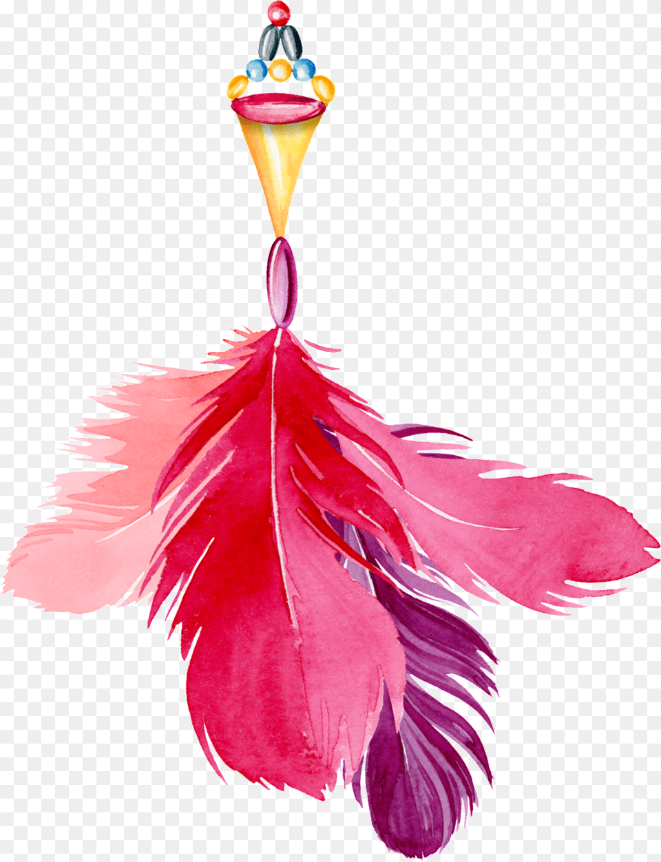 Pink Purple Watercolor Hand Painted Feather, Accessories, Flower, Petal, Plant Free Transparent Png