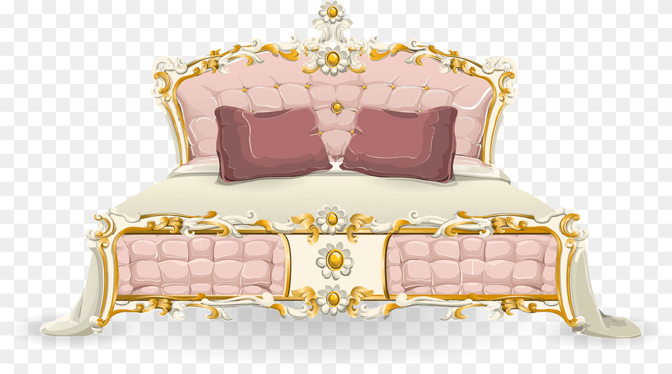Pink Red Bed Clipart, Furniture, Crib, Infant Bed, Bedroom Png