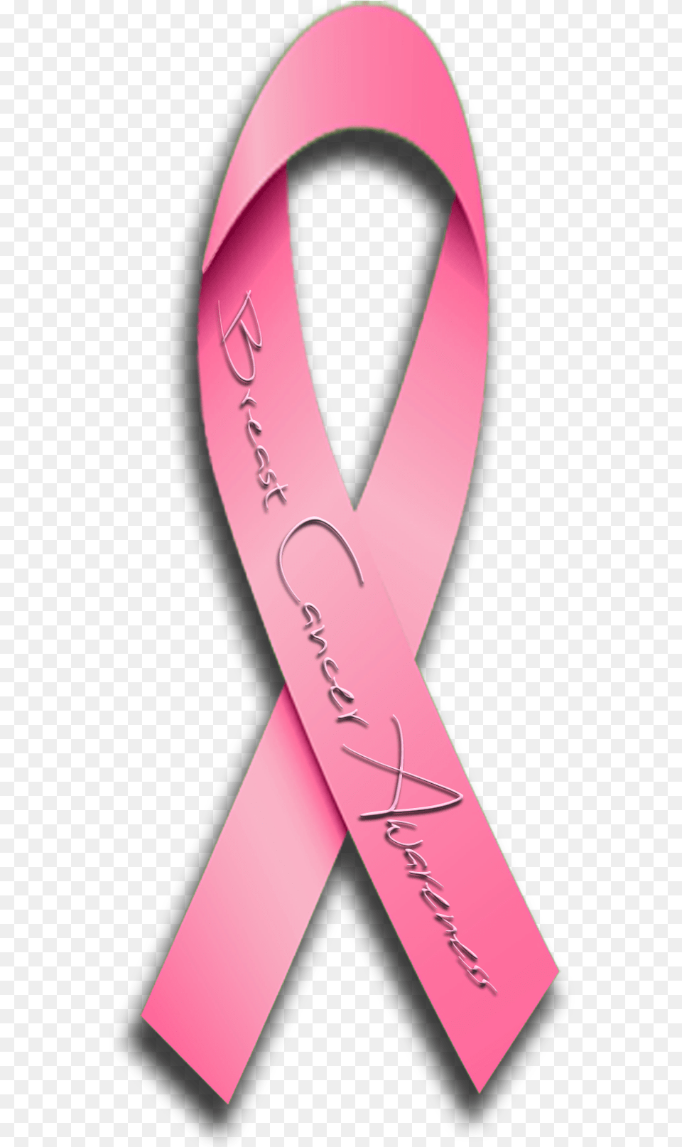Pink Ribbon Bca With Shadow Breast Cancer Sign Donating, Sash Free Png Download