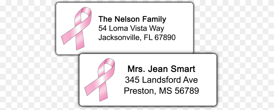 Pink Ribbon Return Address Labels Ribbon, Text, Paper Free Png Download