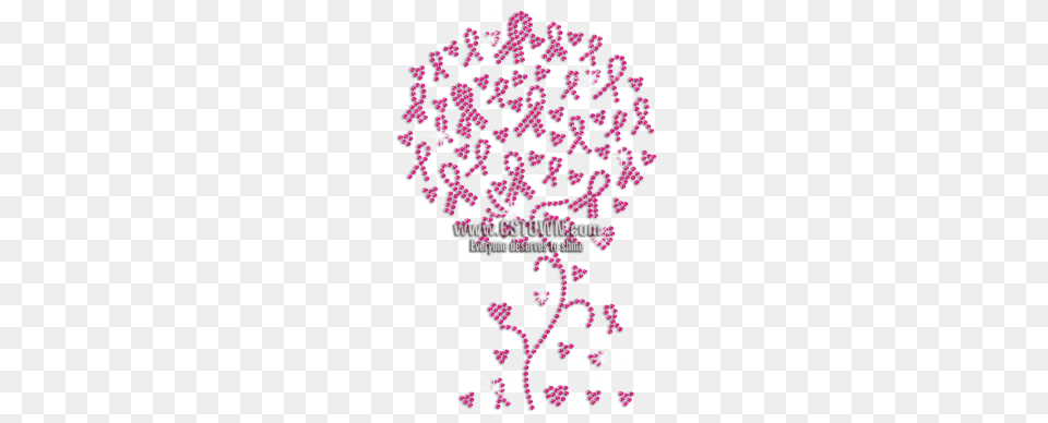 Pink Ribbon Tree With Love Fruits Iron On Rhinestone Illustration, Art, Purple, Floral Design, Pattern Free Png Download