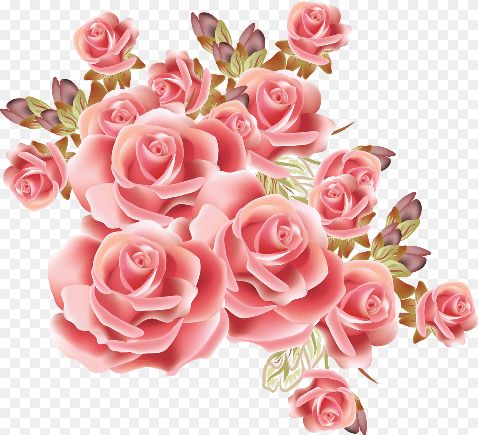 Pink Rose Border Pink Rose Border Pink And Flower Png Image