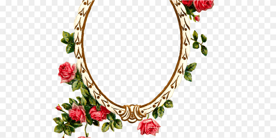 Pink Rose Clipart Birthday Flower Oval Frame, Plant, Accessories, Necklace, Jewelry Free Png Download