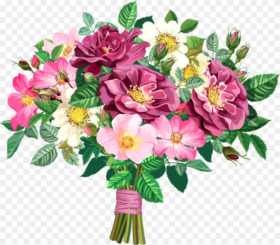 Pink Rose Clipart Flower Bouquet Flowers Bouquet Clipart Transparent, Art, Plant, Pattern, Graphics Png Image