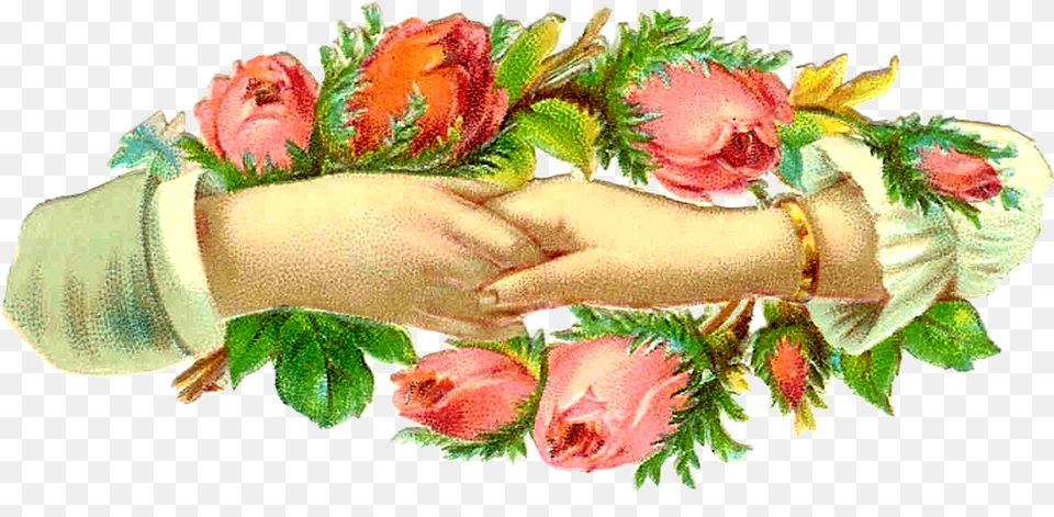Pink Rose Clipart Vintage Hand Download Victorian Victorian Hand Holding Flower, Plant, Flower Arrangement, Flower Bouquet, Graphics Png