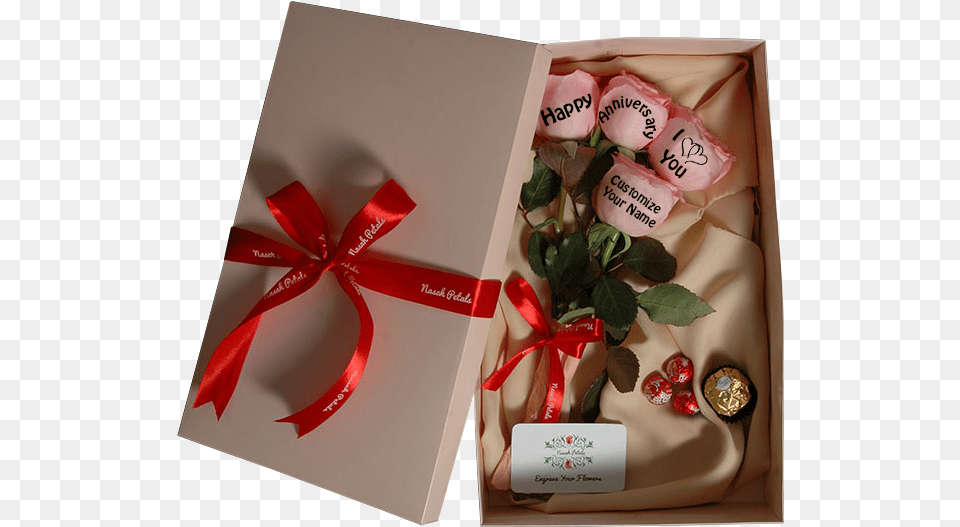Pink Rose Gift Box Box Of Roses Present, Flower, Plant Free Png Download