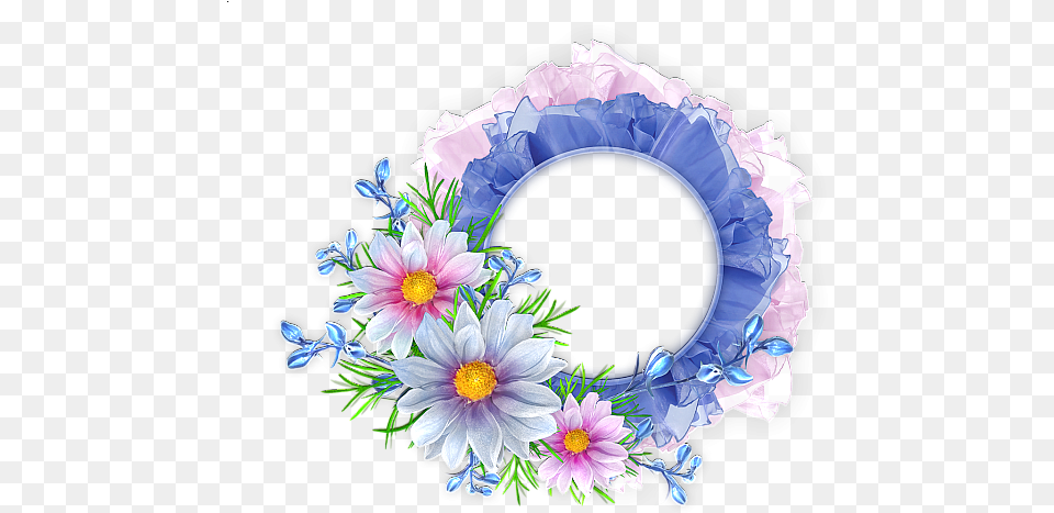 Pink Round Frame Image Beautiful Photo Frame, Anemone, Plant, Flower Arrangement, Flower Free Png Download