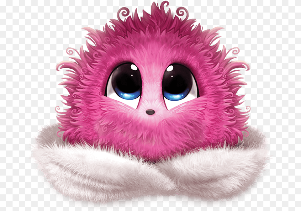 Pink Scruff Pink Fluffy Ball Creature, Plush, Toy Free Png