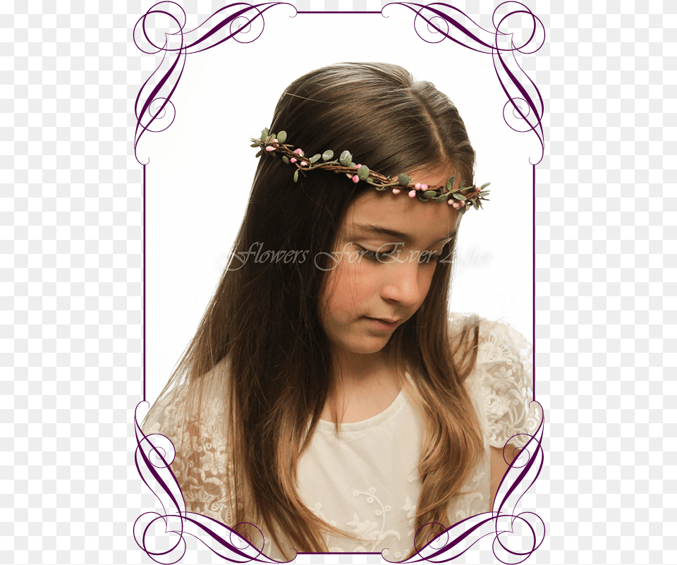 Pink Seed Dainty Hair Crown Halo Flower Girl Baskets Australia, Accessories, Person, Face, Head Free Png Download
