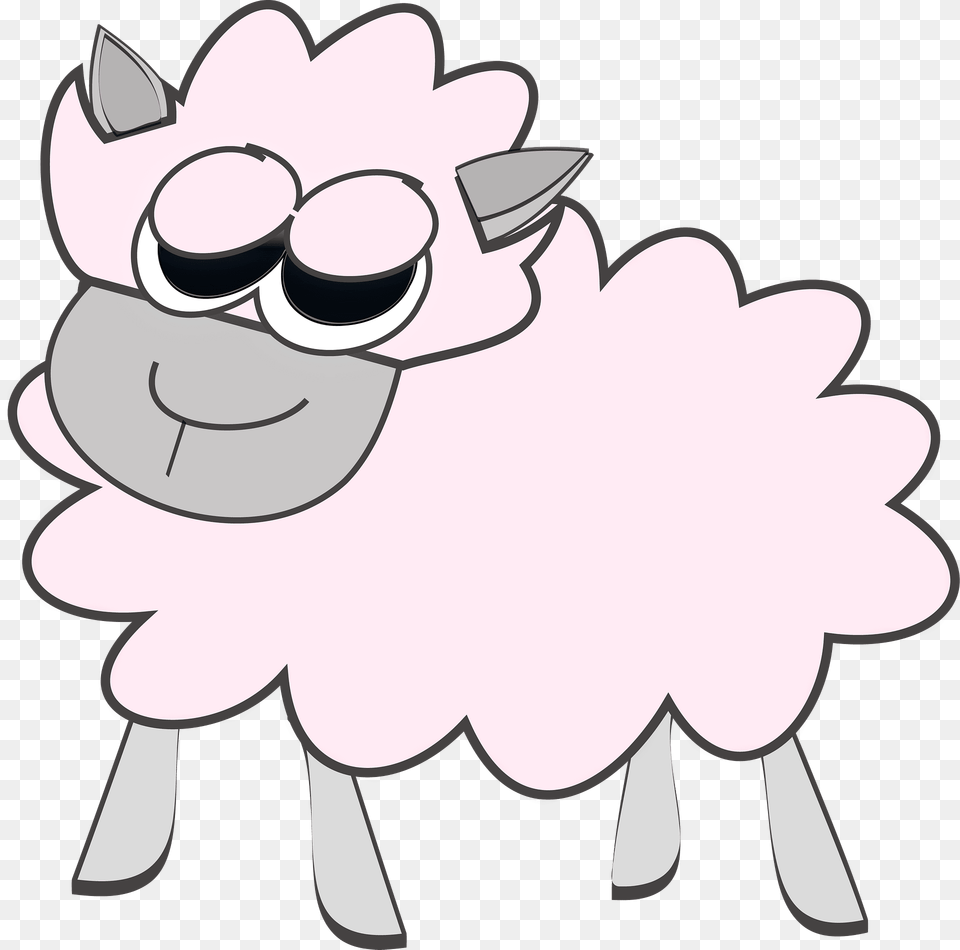 Pink Sheep Clipart, Animal, Mammal, Livestock, Flower Png Image
