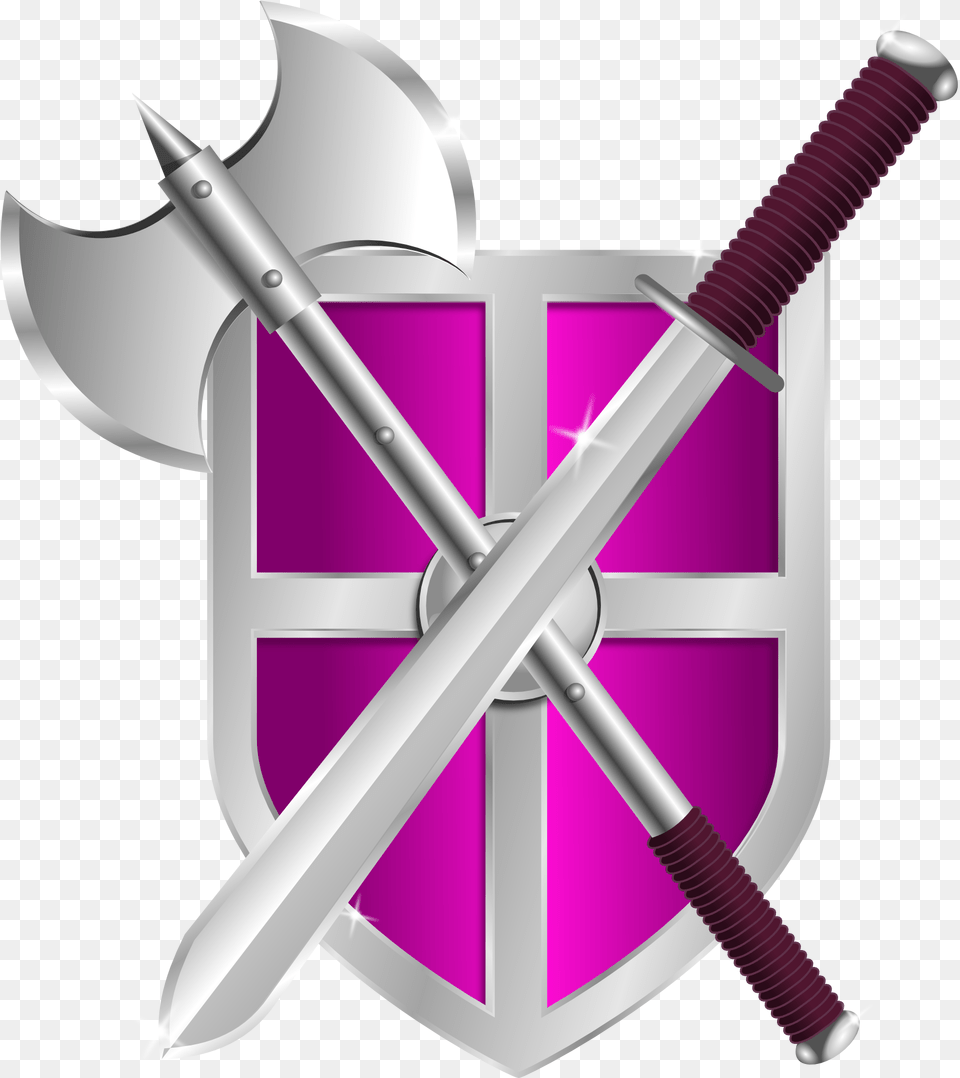 Pink Shield And Sword, Weapon, Armor, Blade, Dagger Free Transparent Png