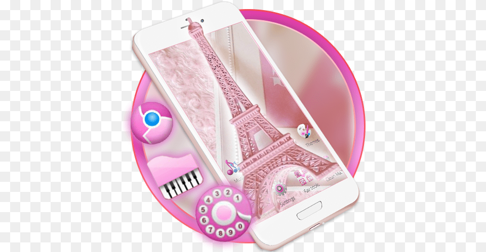 Pink Shiny Eiffel Paris Launcher Theme Servicio Al Cliente, Electronics, Phone, Mobile Phone, Disk Png Image