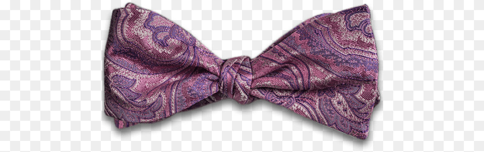 Pink Silk Self Tie Bow Tie With Pink And Lavender Woven Paisley, Accessories, Formal Wear, Pattern, Bow Tie Png