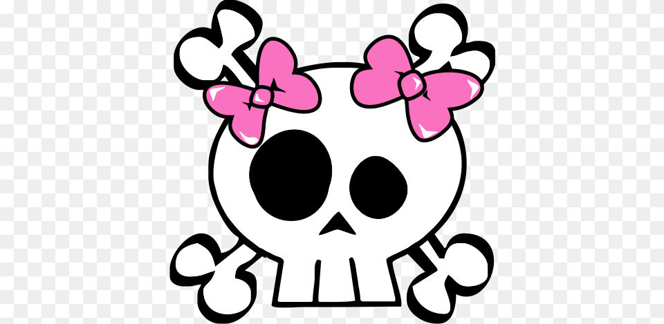 Pink Skull Clip Art Girl Skull And Crossbones Clip Art, Stencil, Flower, Plant, Orchid Free Png Download