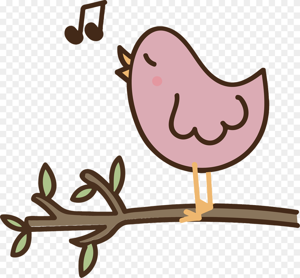 Pink Songbird On A Branch Clipart, Cartoon, Animal, Fish, Sea Life Free Png Download