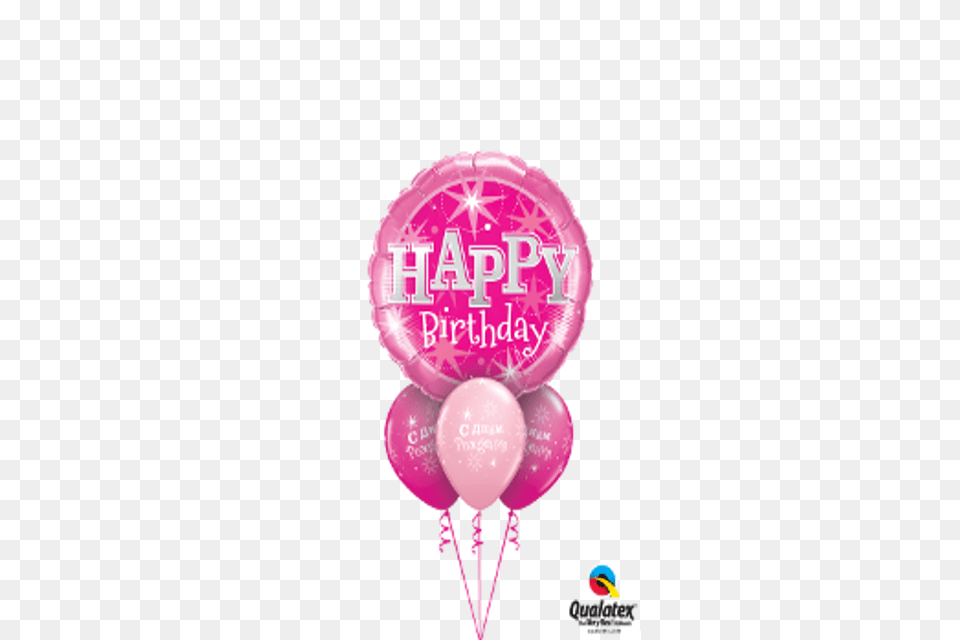 Pink Sparkle Birthday Bouquet Hot Pink Sparkle Happy Birthday Foil Balloon Png Image