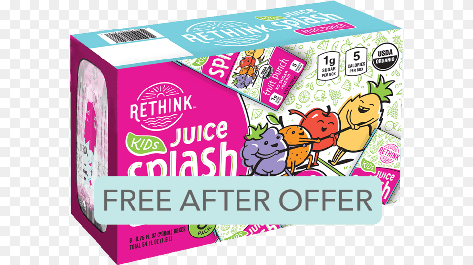 Pink Splash Rethink Kids Juice Splash Offer Organic Certification, Baby, Person, Face, Food Free Png