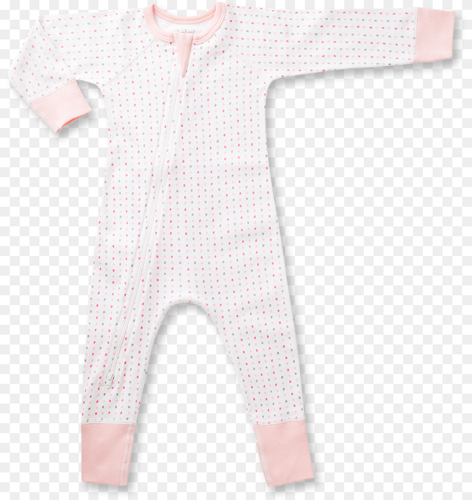 Pink Spotted Zip Romper Wool, Clothing, Pajamas, Person Free Transparent Png