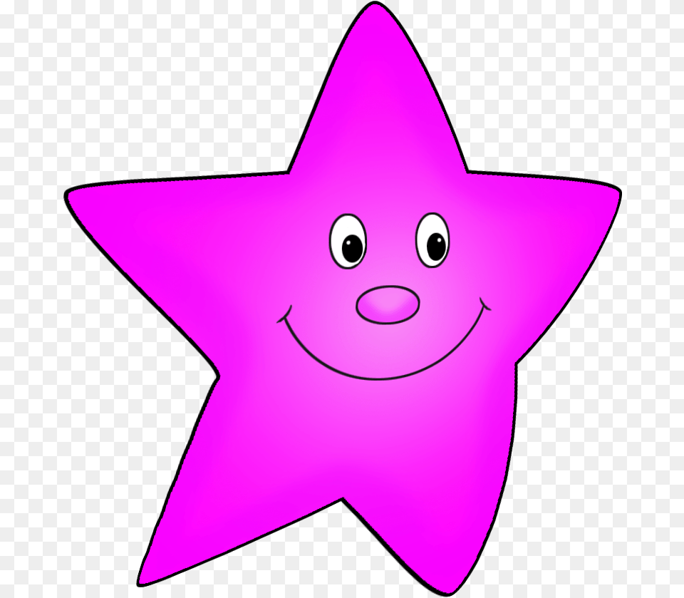 Pink Star Clipart Draw Pink Smiling Star Clipart Full Star Shape Clip Art, Star Symbol, Symbol, Animal, Fish Free Png Download