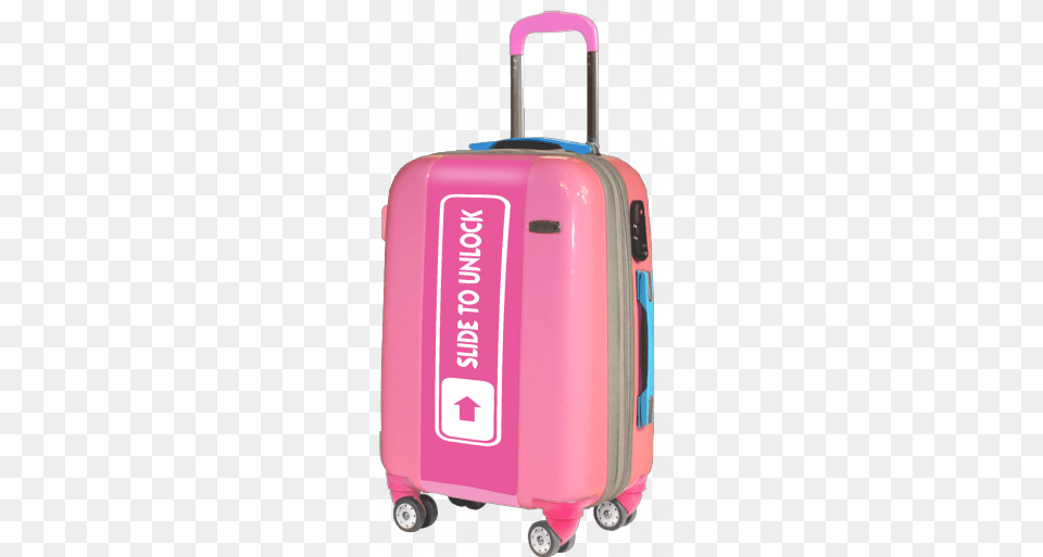 Pink Suitcase Slide To Unlock Measure Suitcase Size, Baggage, First Aid Free Transparent Png