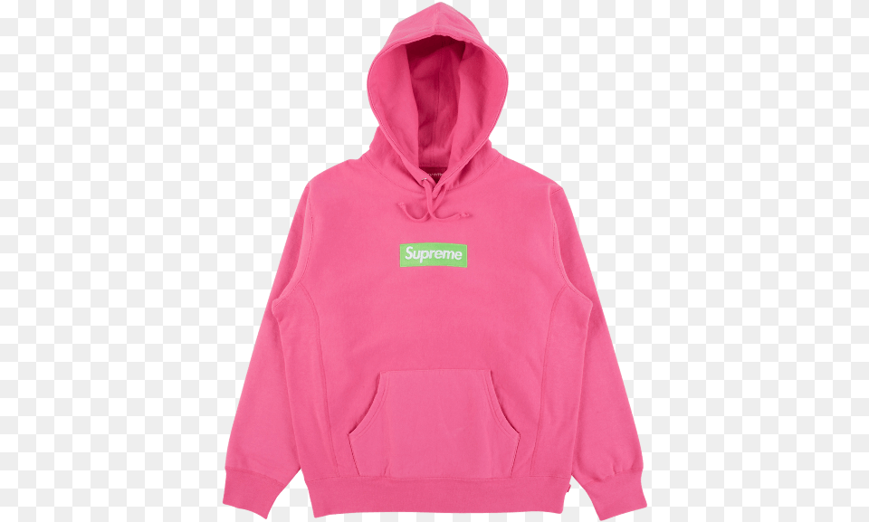 Pink Supreme Hoodie Box Logo, Clothing, Hood, Knitwear, Sweater Free Transparent Png