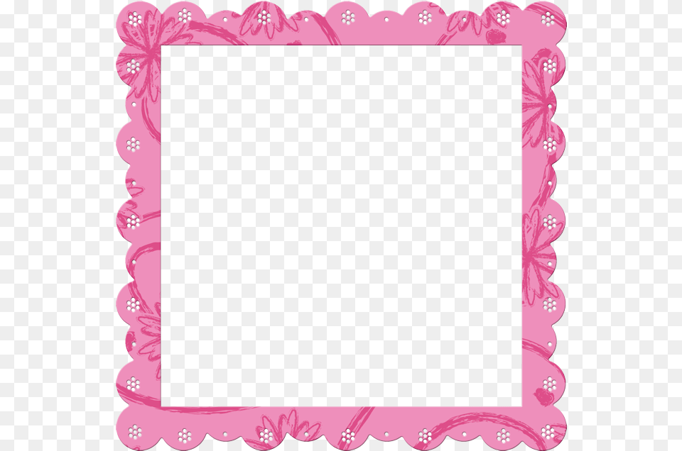 Pink Transparent Frame With Flowers Elements Cute Pink Border, Blackboard Free Png Download
