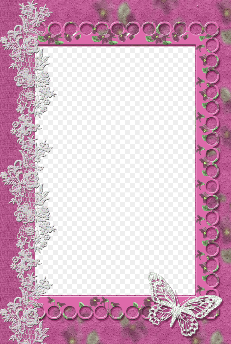 Pink Frame With Lace Butterfly Love Frame File Free Transparent Png
