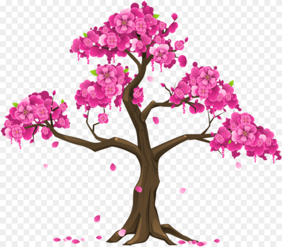 Pink Tree Clipart Cherry Blossom Tree Clipart, Flower, Plant, Cherry Blossom, Cross Free Png