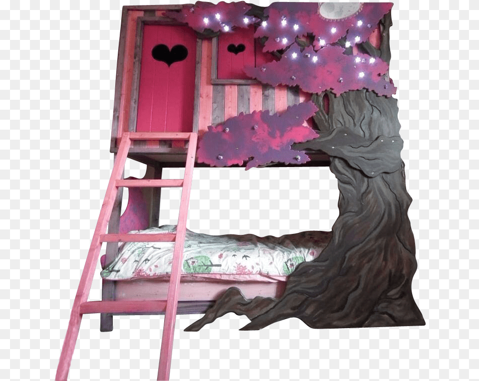 Pink Treehouse, Bed, Bunk Bed, Furniture, Crib Free Png